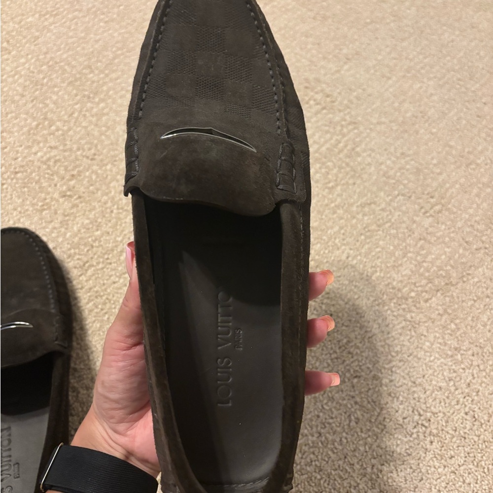 Louis Vuitton Men's Dark Brown Suede Penny Loafers - Picture 9 of 14